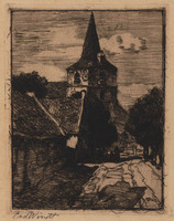 KG 1987 038
<br/>
Dorpsstraat met kerk
<br/>
<em>Windt, Christophe ('Chris') van der (1877-1952)</em>